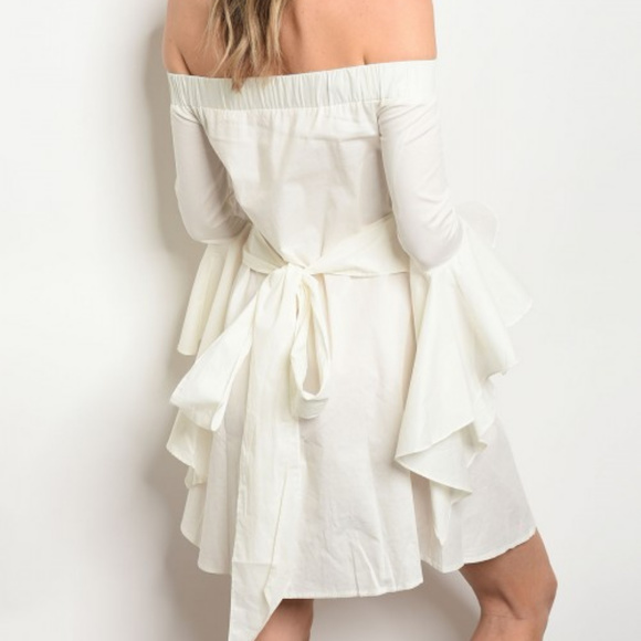 OFF SHOULDER POPLIN DRESS @LAST ONE - Picture 2 of 4